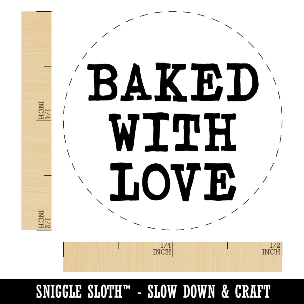 Baked with Love Fun Text Self-Inking Rubber Stamp for Stamping Crafting Planners